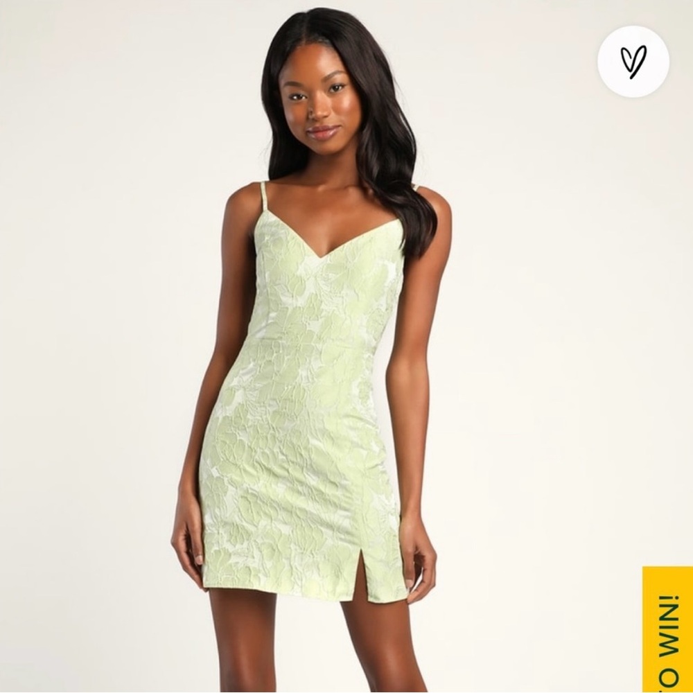 Lulu's Jacquard Green Dress